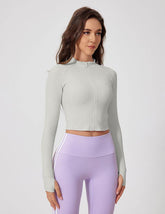Long Sleeve Crop Sports Jacket with Thumb Hole