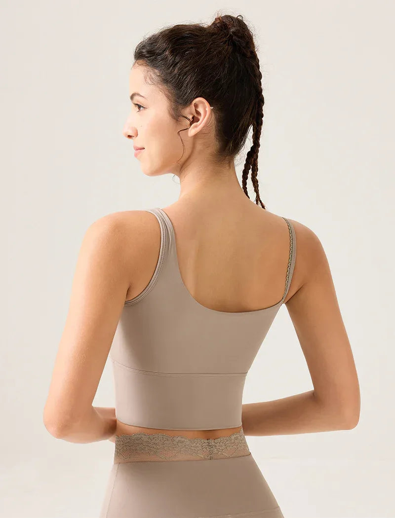 Lace Trim Tank Tops Asymmetrical Shoulder Straps Camisole -