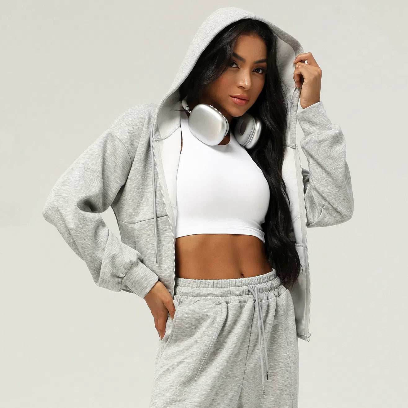 Long Sleeve Sports Coat With Hoodie -