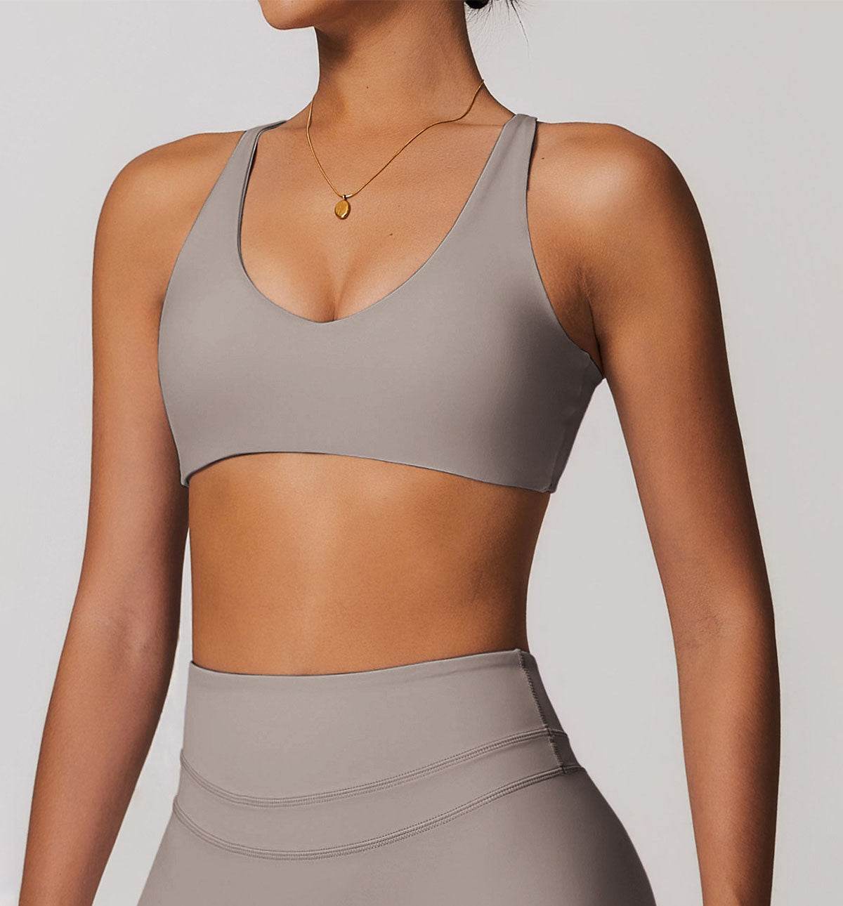 V Neck Twist Back Sports Bra with Padded