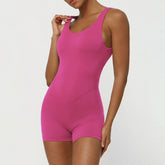 Hollow Back One Piece Workout Short Jumpsuit