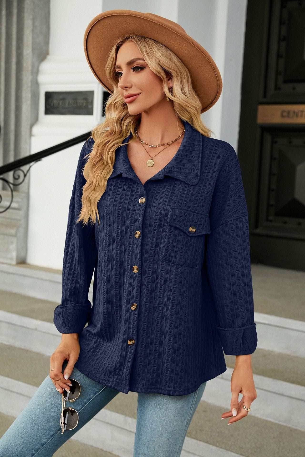 Casual Long Sleeve Button Down Shirt Coat