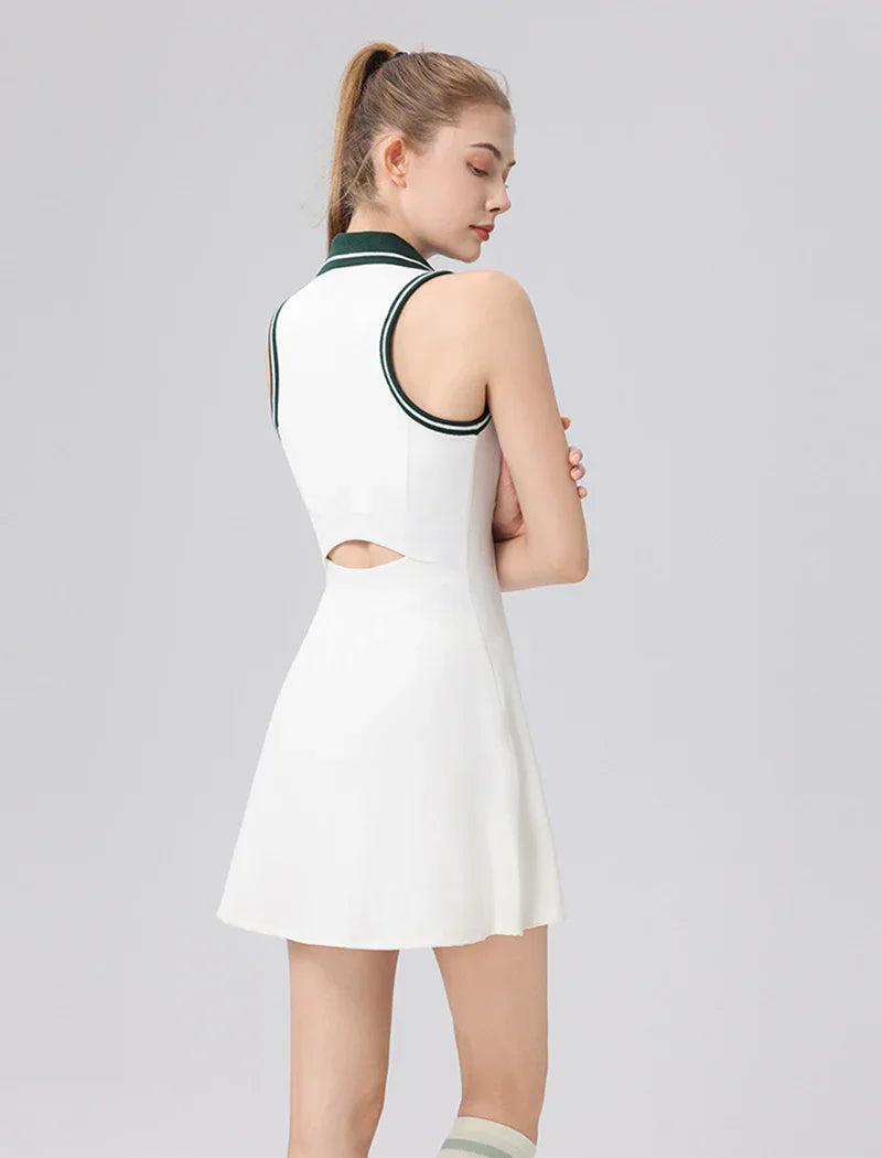 Tennis Dresses Polo Golf Dress with Built in Bra and Shorts -