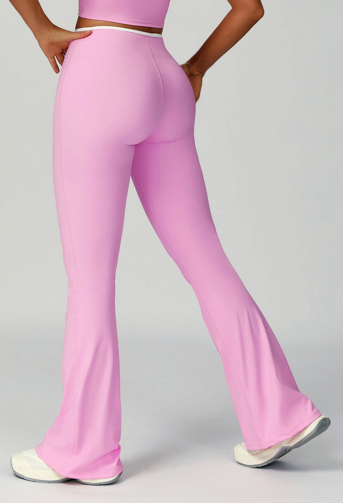 Color Block Flare Pants with Drawstring Waist