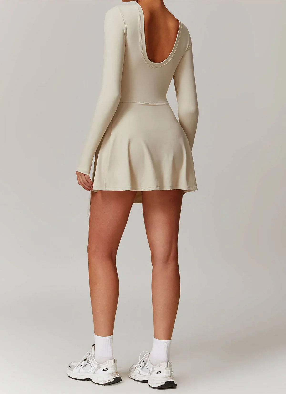 Long Sleeve Tennis Jumpsuit Dress With Shorts -