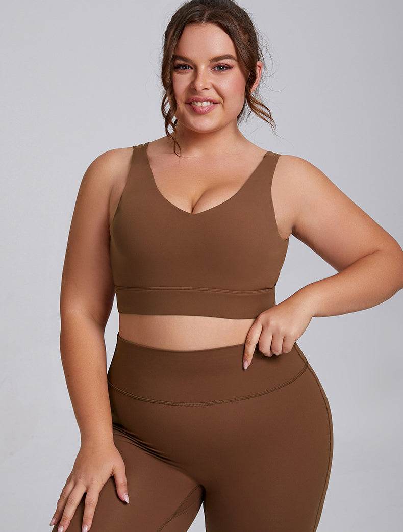 V Neck Cross Back Sports Bra