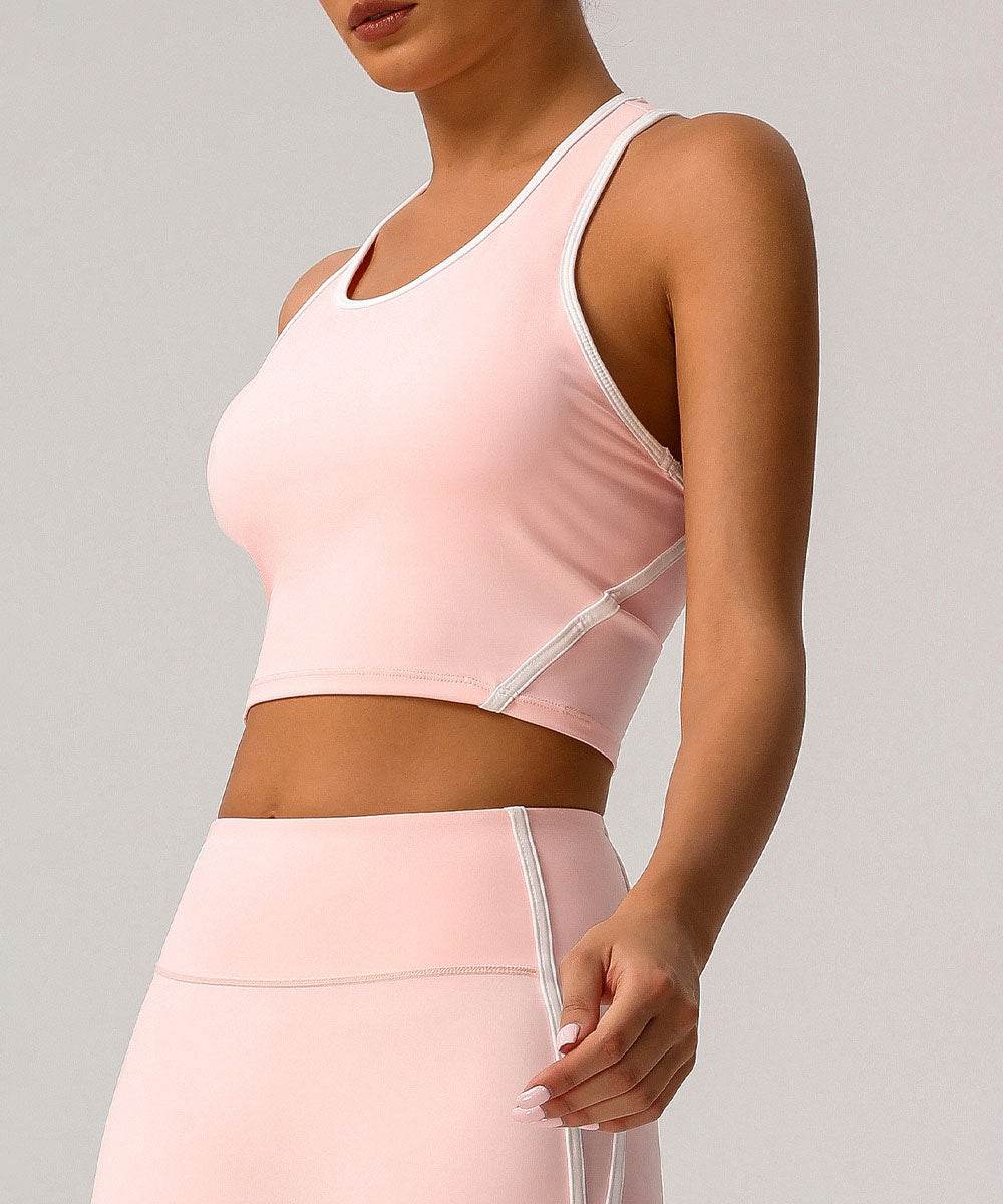 Workout Crop Tank Tops Racerback Bra with Chest Pads -