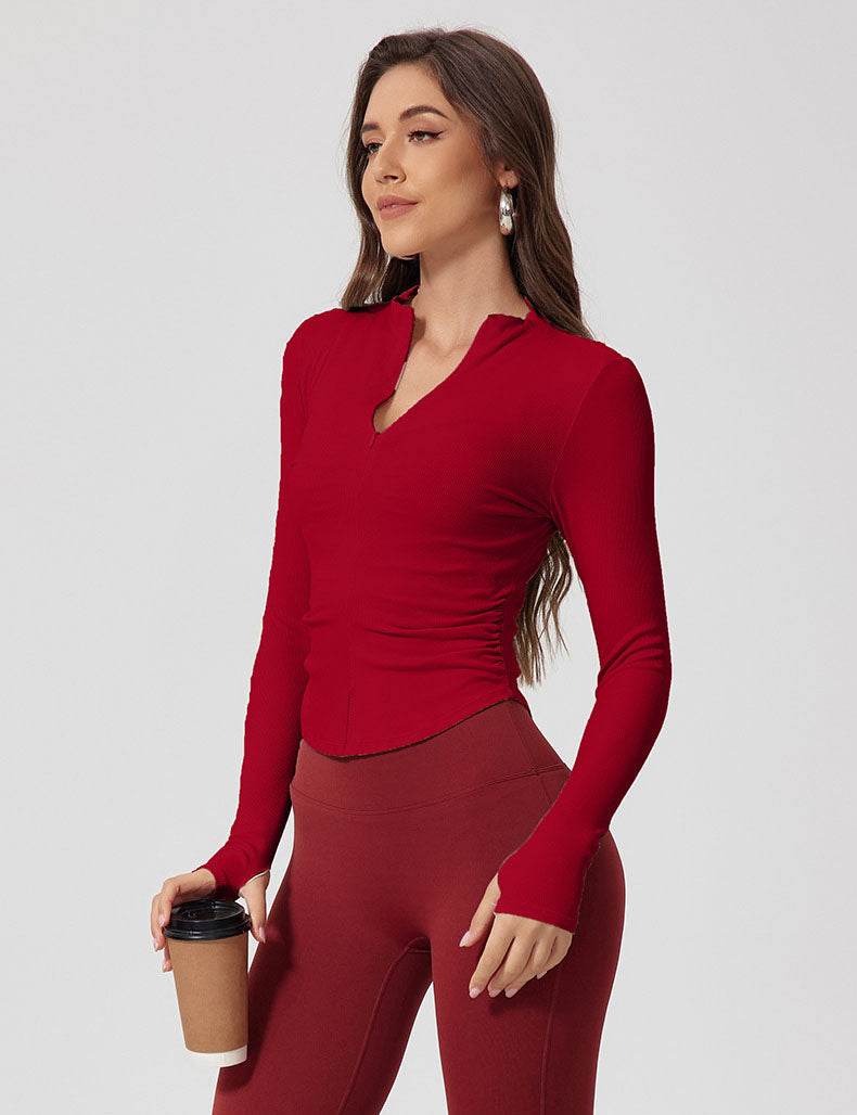 Half Zipper Long Sleeve Yoga T-Shirt