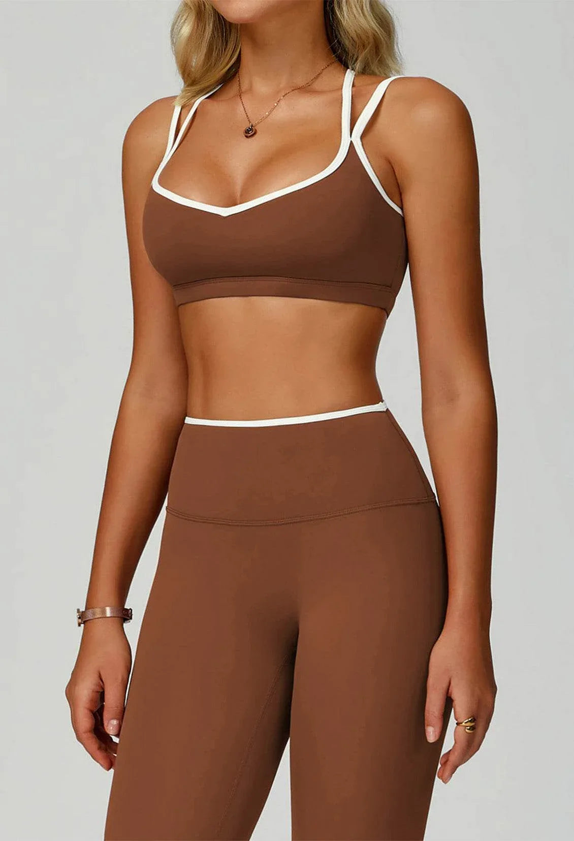 Double Shoulder Straps Sports Bras with Removable Chest Pad -