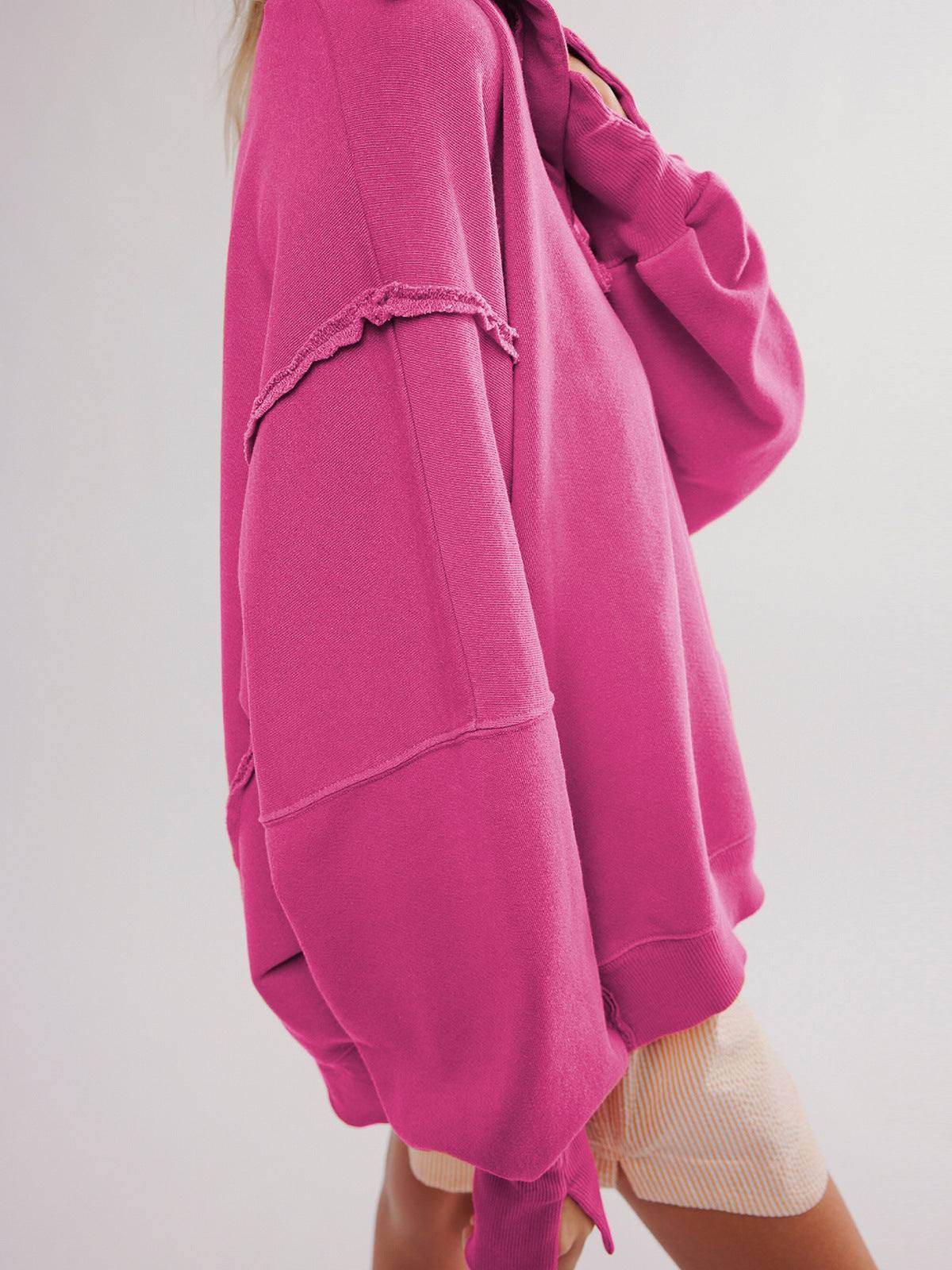 Oversized V Neck Long Sleeve Hoodies Pullover