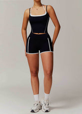 Activewear Set with Double Crossed Tank Tops and Short