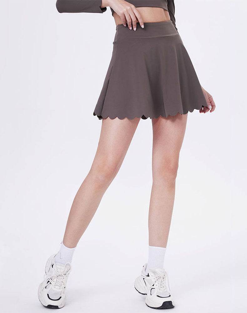 Mini Scalloped Hem Athletic Tennis Skirts with Short -