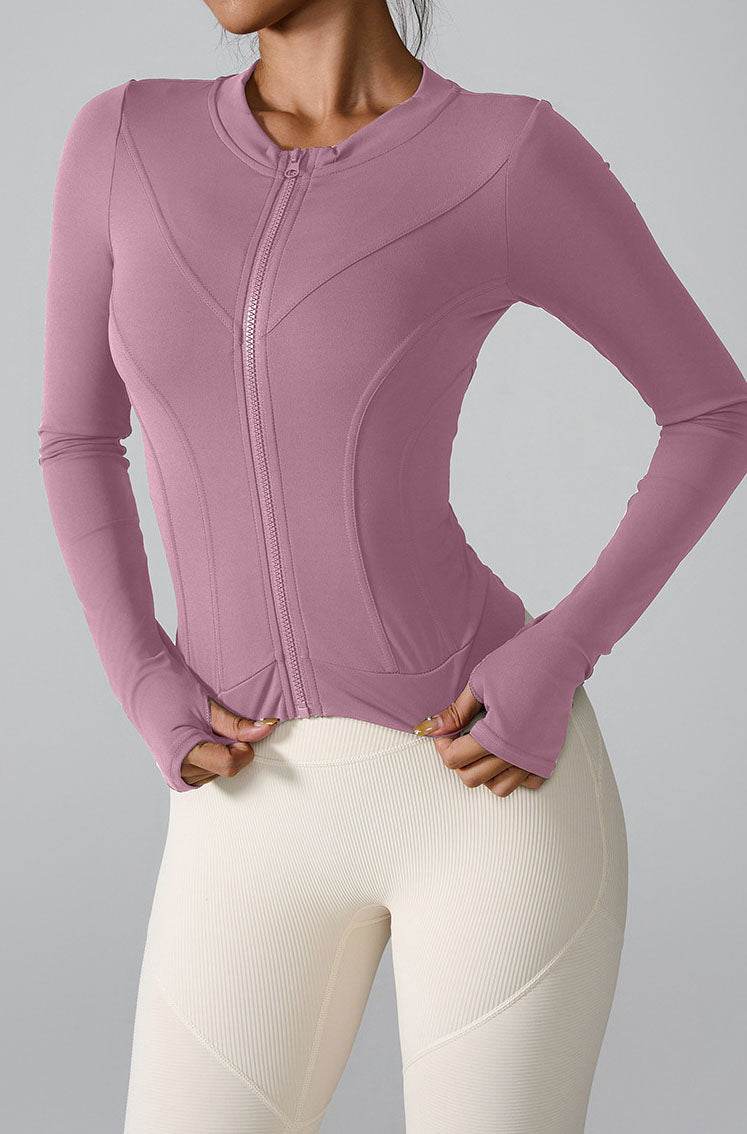 Slim Fit Workout Jacket Full Zip Long Sleeve Athletic Coat