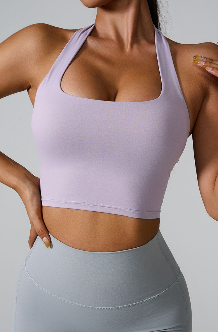 Sleeveless Sports Halter Neck Crop Tank Tops