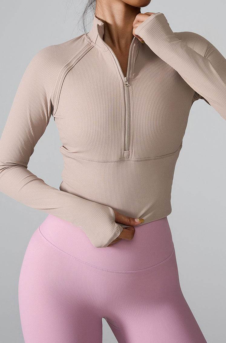 Long Sleeve Half zip Yoga Tops Athletic Slim Fit Sweatshirt