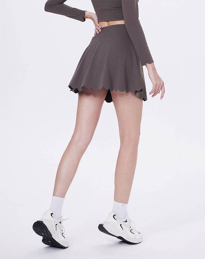 Mini Scalloped Hem Athletic Tennis Skirts with Short -