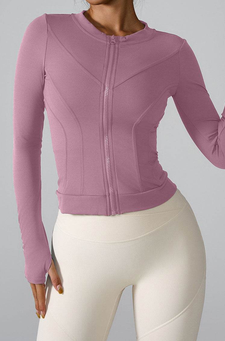 Slim Fit Workout Jacket Full Zip Long Sleeve Athletic Coat