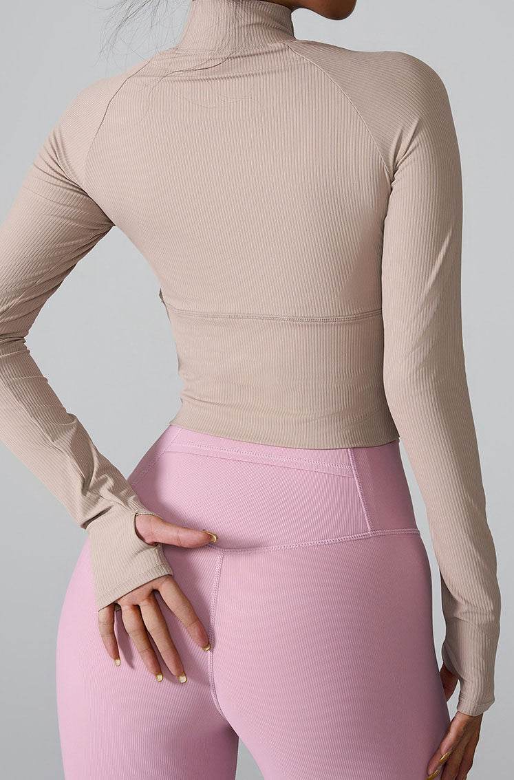 Long Sleeve Half zip Yoga Tops Athletic Slim Fit Sweatshirt