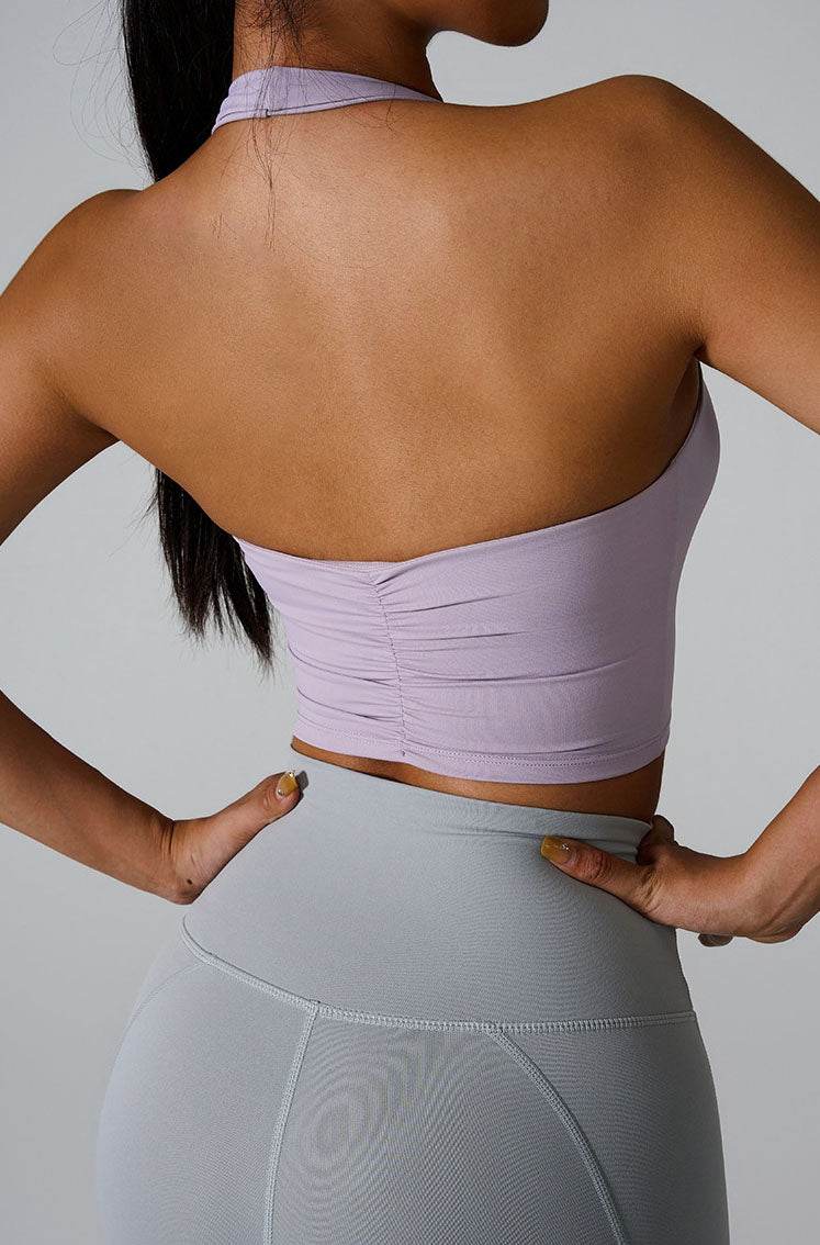 Sleeveless Sports Halter Neck Crop Tank Tops