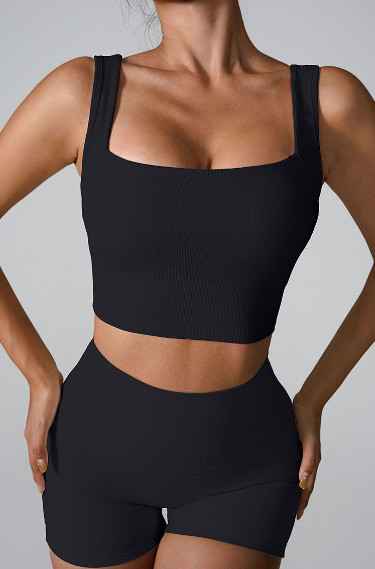 Sleeveless Square Neck Workout Yoga Training Crop Tank Top