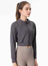Ribbed Crop Workout Jacket