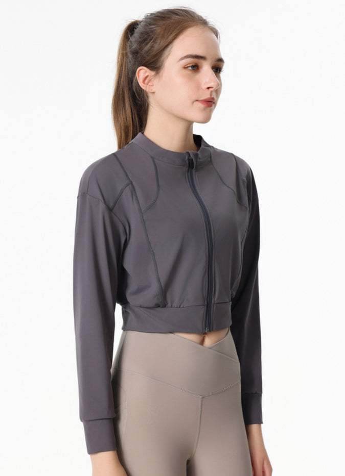 Ribbed Crop Workout Jacket