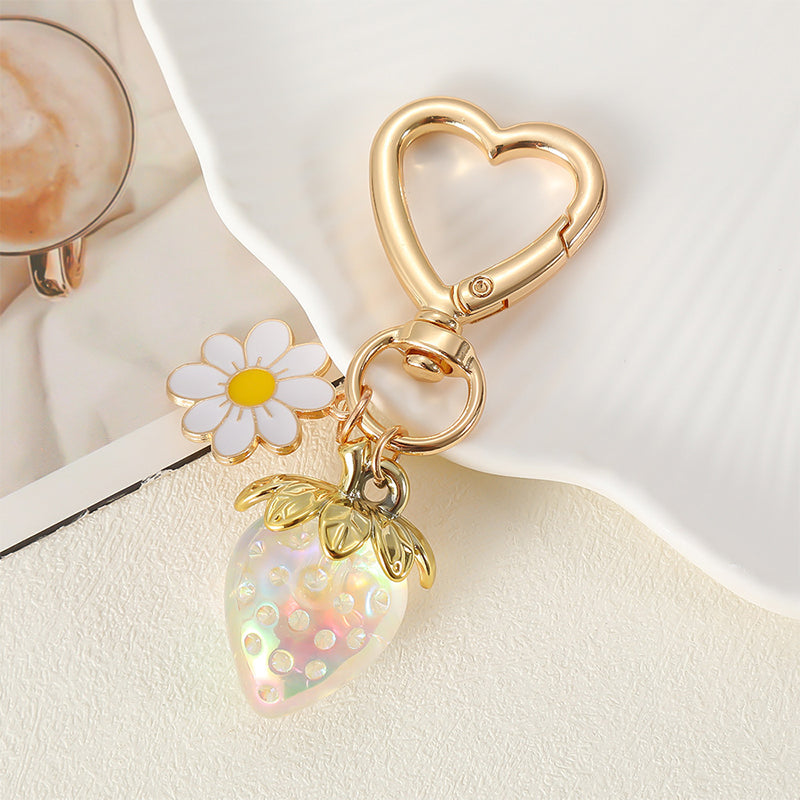 Cute Strawberry Keychains Heart Flower Daisy Bag Charms