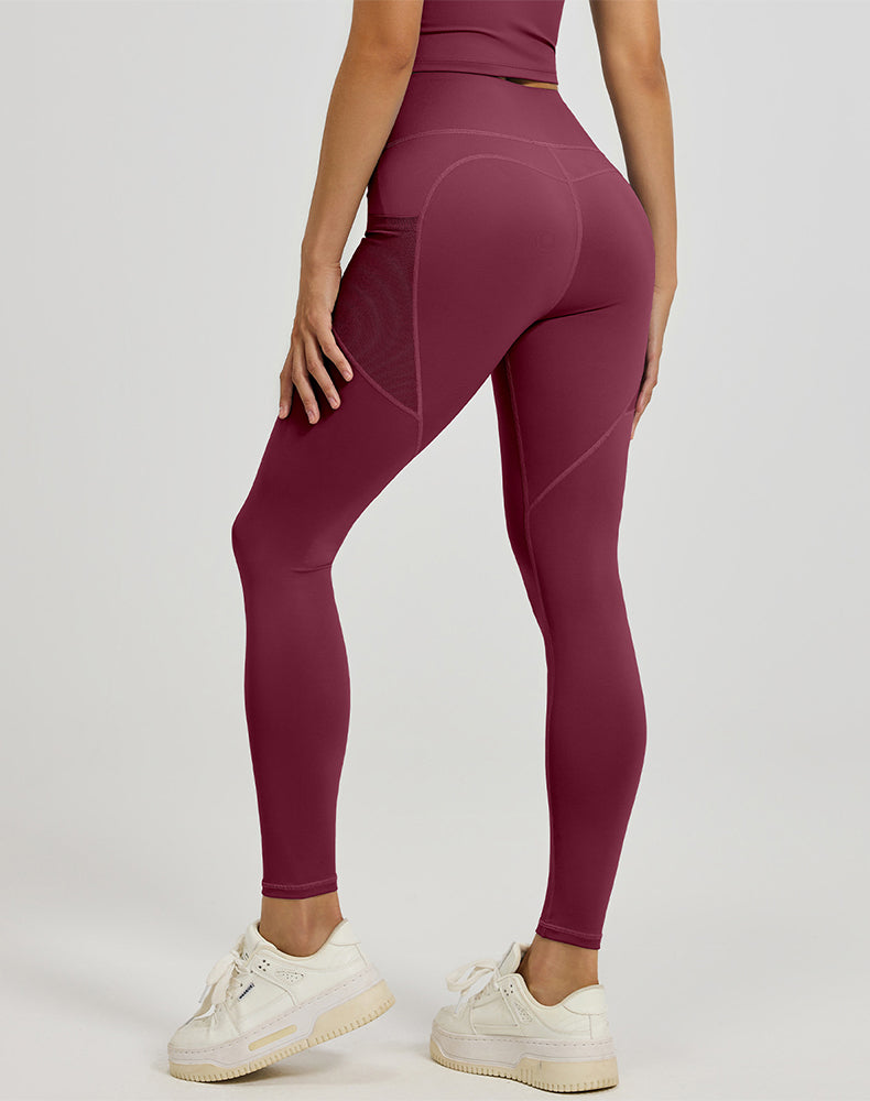 High Waisted Yoga Mesh Leggings with Side Pockets