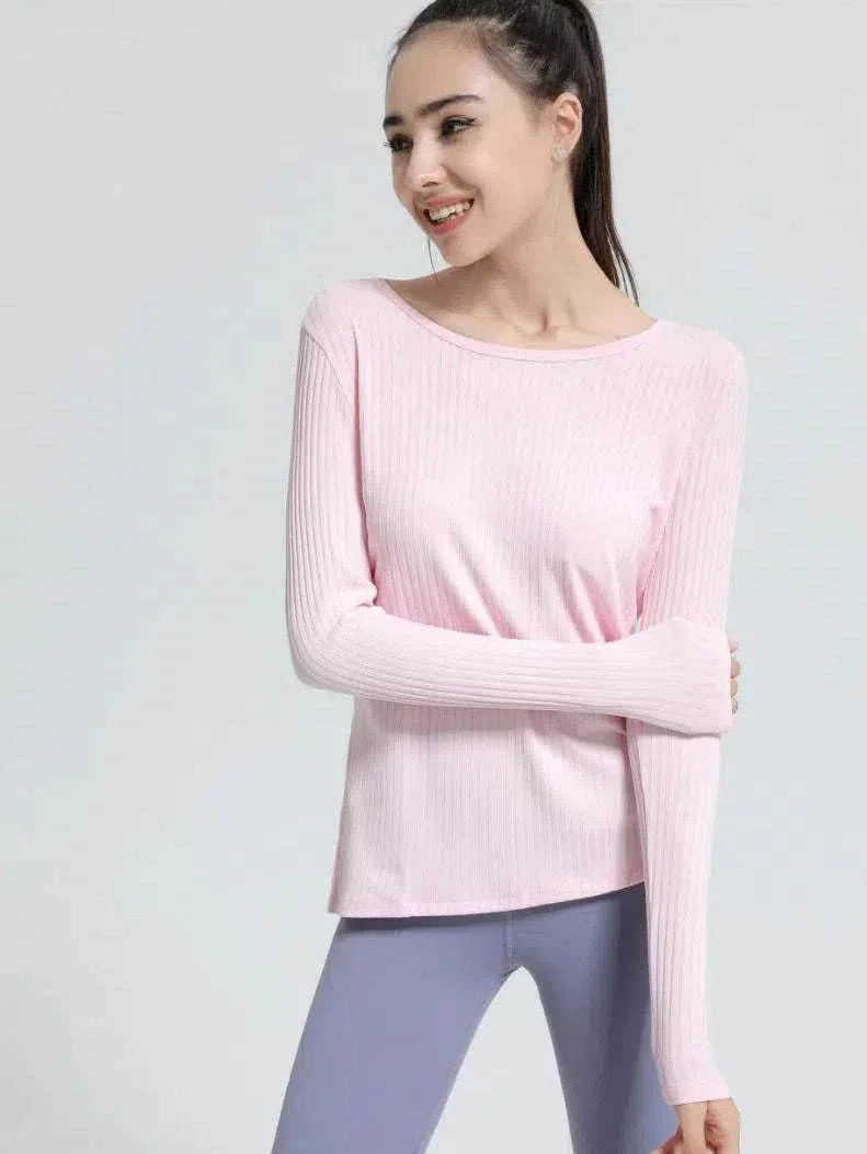 Long Sleeve Ribbed Sports T-Shirts -