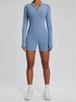 High Waist Fitness Set With Long Sleeve Shirt & Short