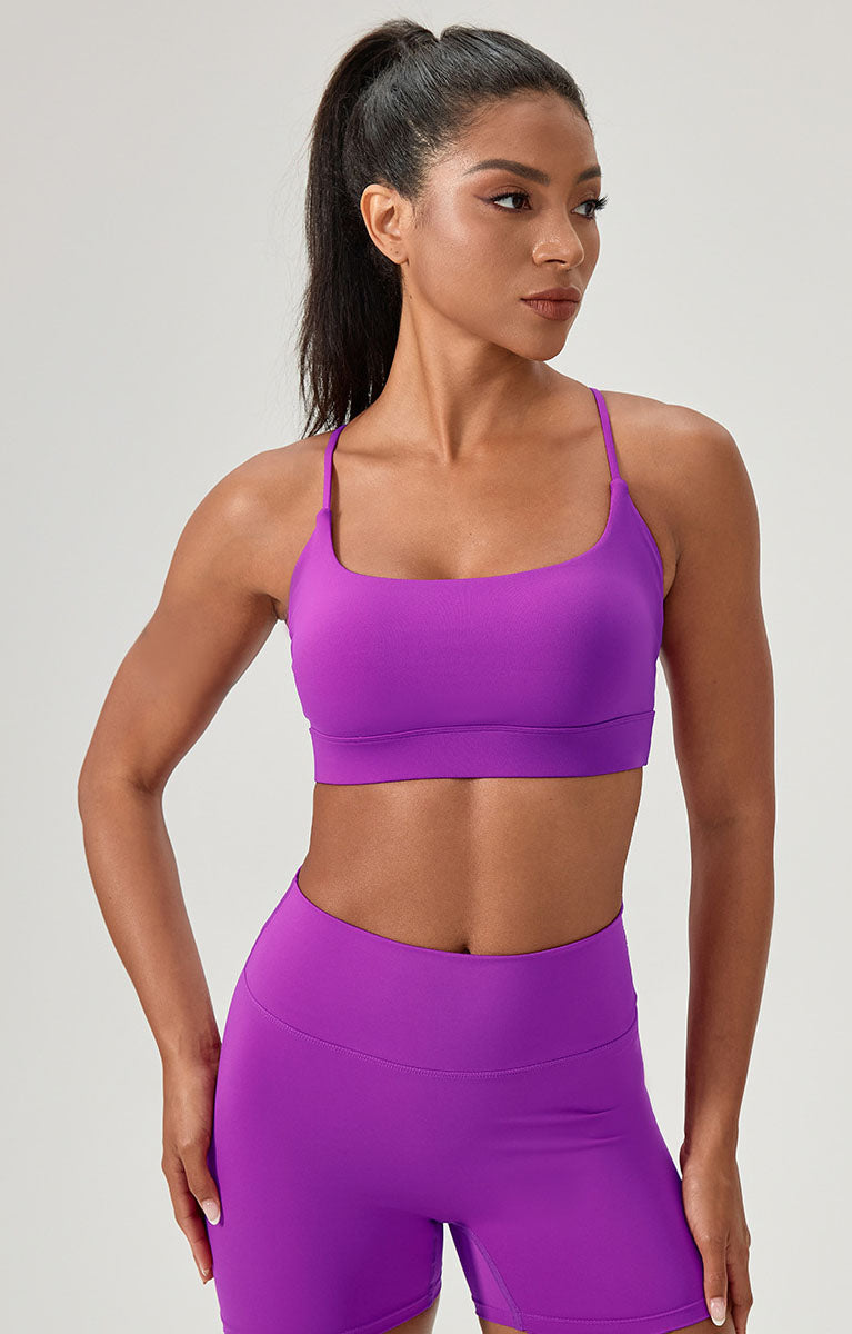 Cross Spaghetti Straps Sports Bra with Chest Pad