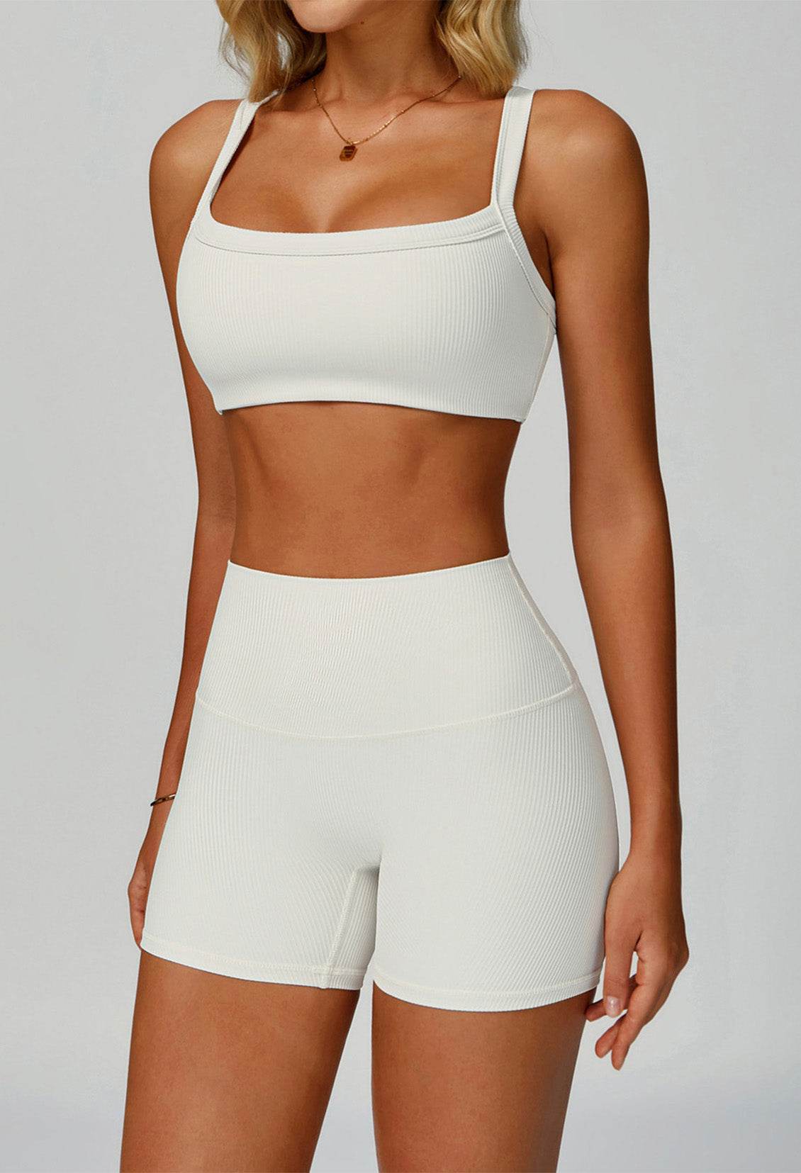 Square Neckline Sports Bras with Removable Chest Pad -