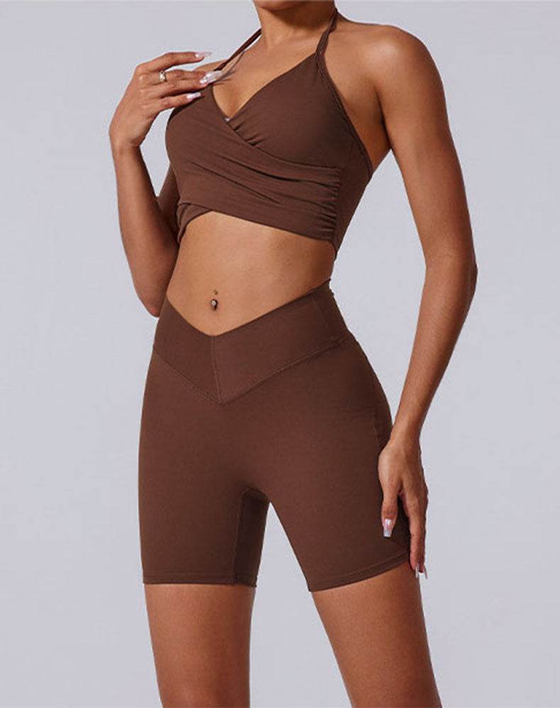 Halter Sports Tank Crop Tops with Removable Bra Pad