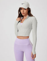 Long Sleeve Crop Sports Jacket with Thumb Hole