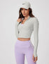 Long Sleeve Crop Sports Jacket with Thumb Hole