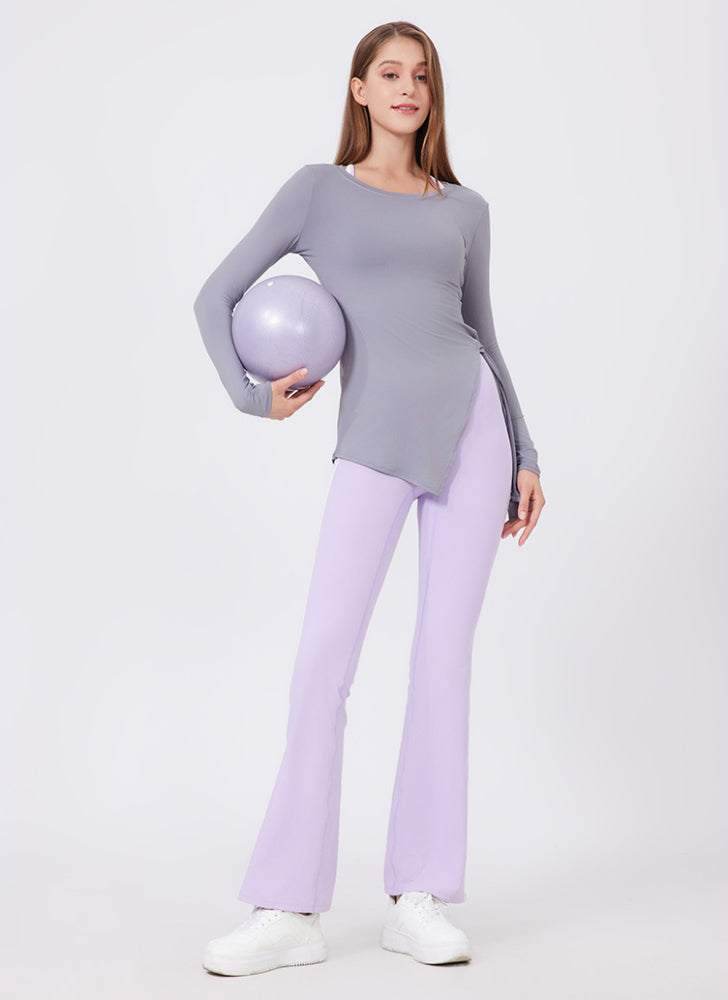 Split Drawstring Yoga T-Shirts -