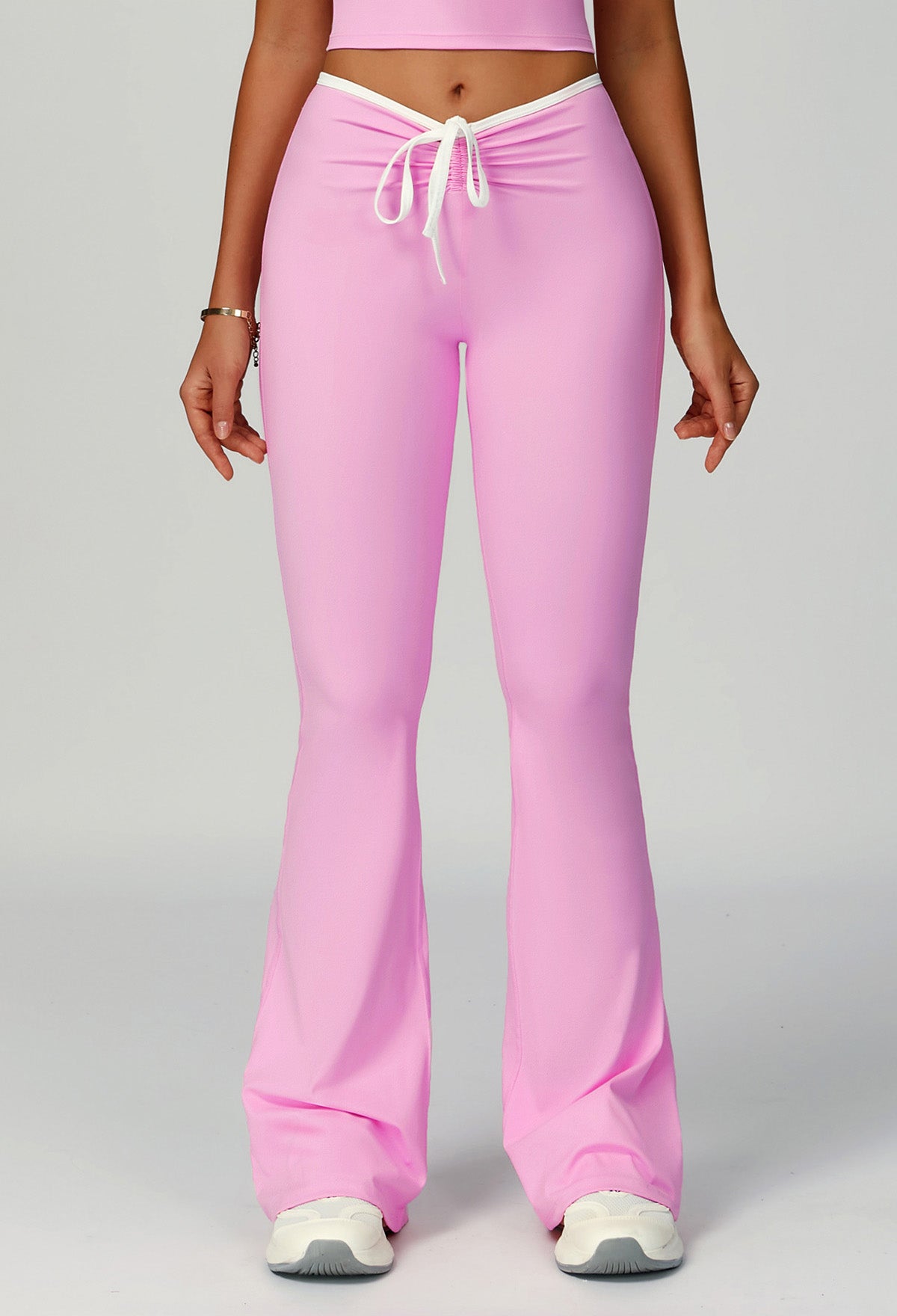 Color Block Flare Pants with Drawstring Waist