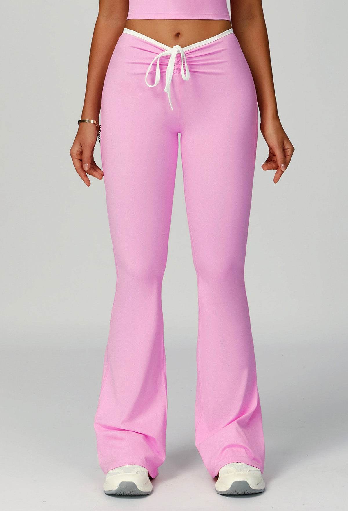 Color Block Flare Pants with Drawstring Waist