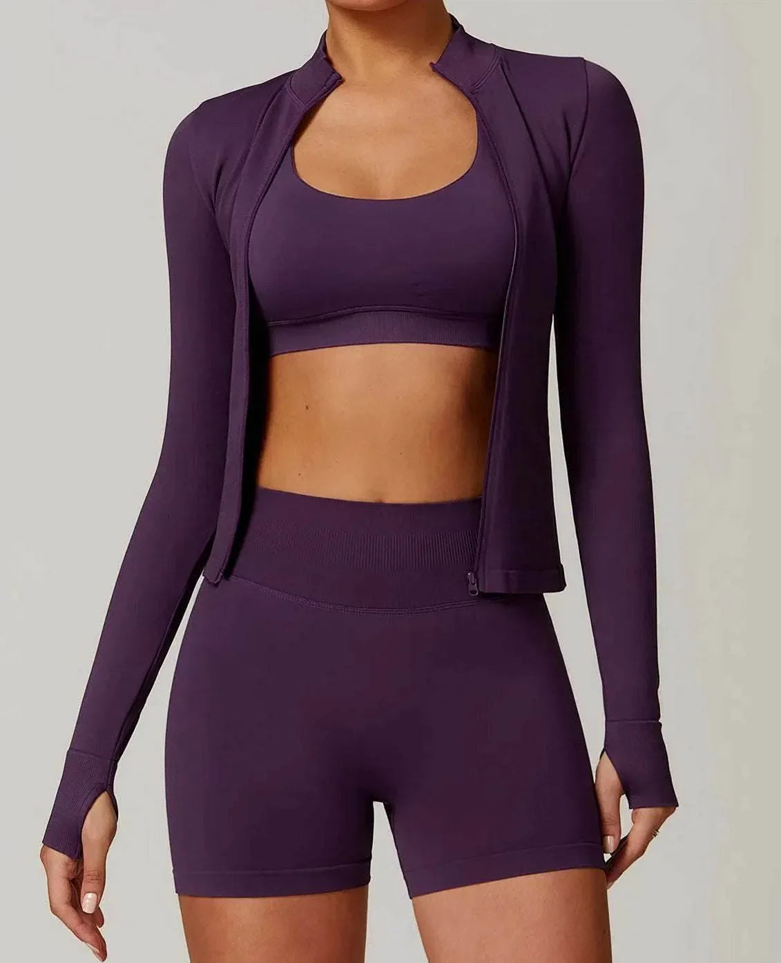 Slim Fit Full Zip Sports Jacket - Plum Purple