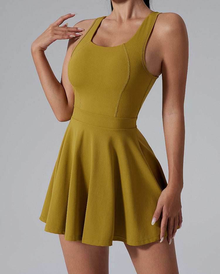 One Piece Sleeveless Tennis Dress With Shorts