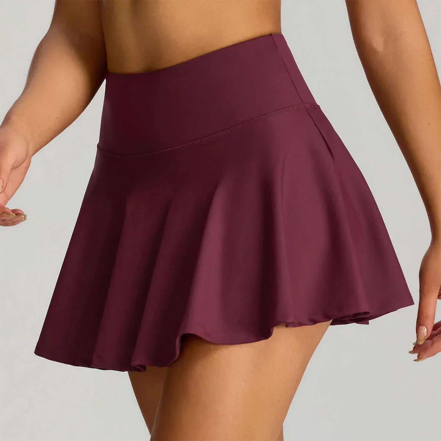 High Waisted Pleated Tennis Skirts with Short and Pocket -