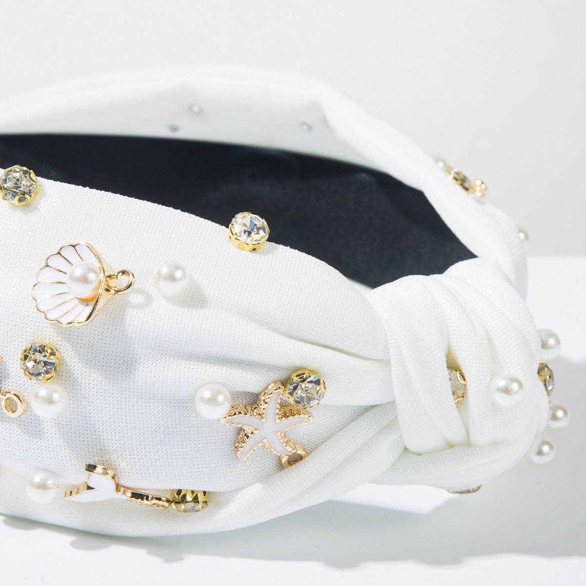 Ocean Element Headband with Diamonds Shells Pearls Starfish