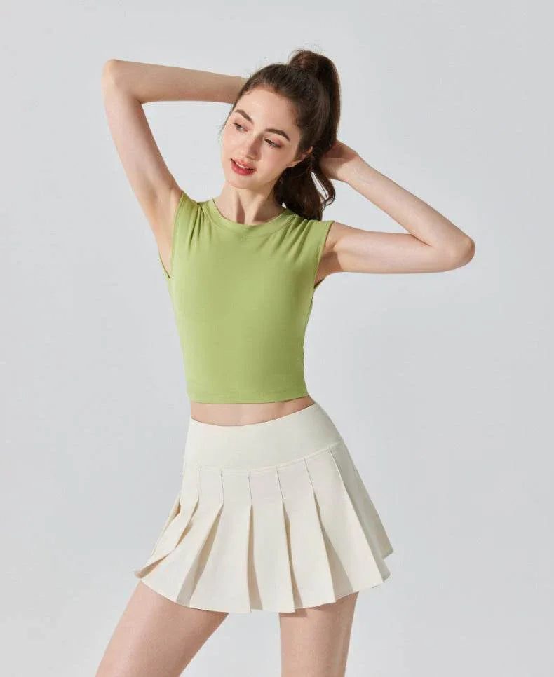 Pleated Tennis Mini Skirt with Shorts and Pockets -