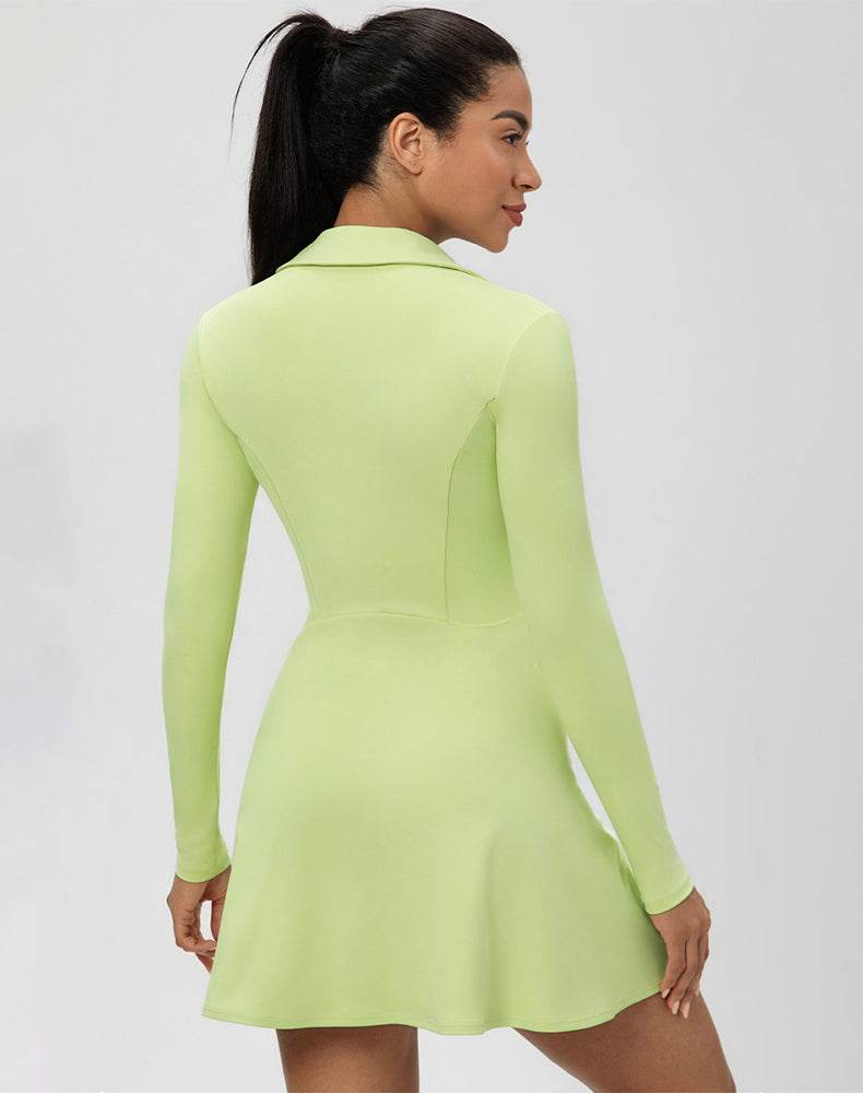 Long Sleeve V Neck Tennis Dress -