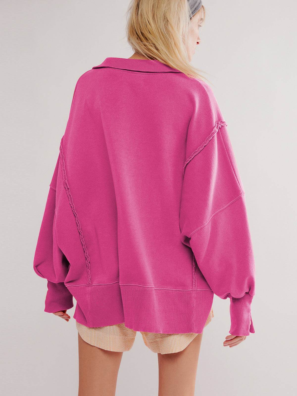Oversized V Neck Long Sleeve Hoodies Pullover