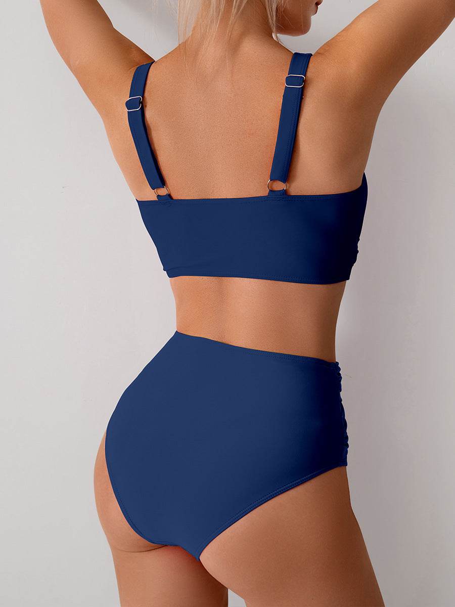High Waisted Tummy Control Ruched Bikini Sets