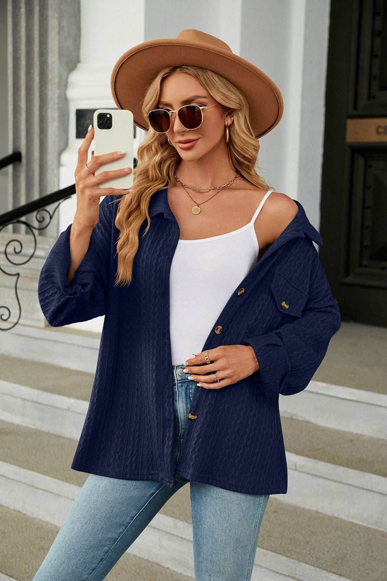 Casual Long Sleeve Button Down Shirt Coat