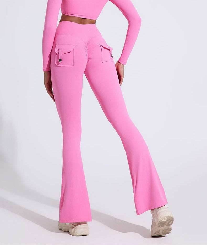 High Waist Yoga Flared Pant With Tooling Pocket