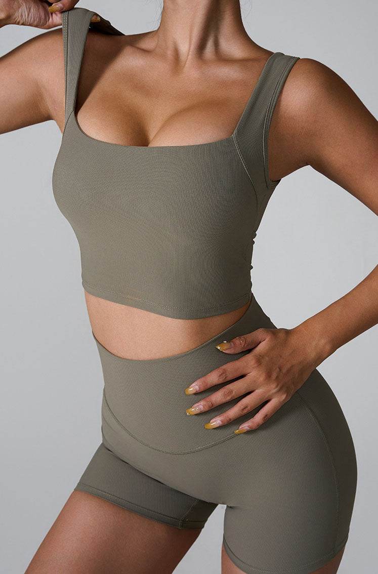 Sleeveless Square Neck Workout Yoga Training Crop Tank Top