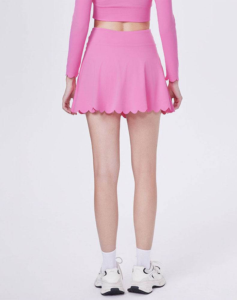 Mini Scalloped Hem Athletic Tennis Skirts with Short -